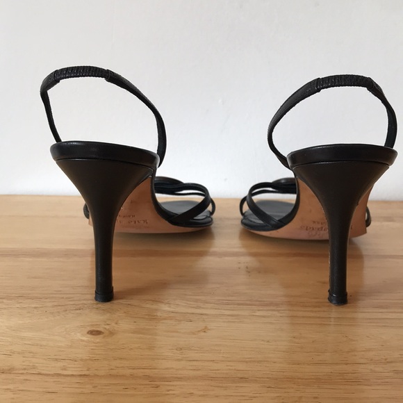 Kate Spade Black Strap Slingback Heels Size 6.5 - Picture 4 of 11